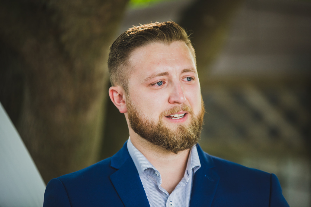 crying groom in Barrie wedding