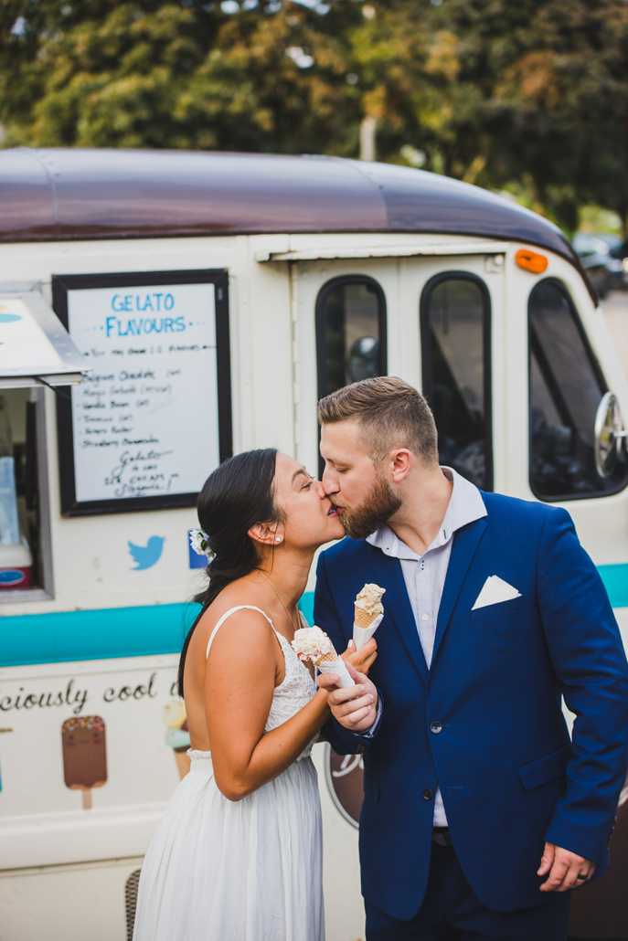 Barrie couple getting ice cream at wedding