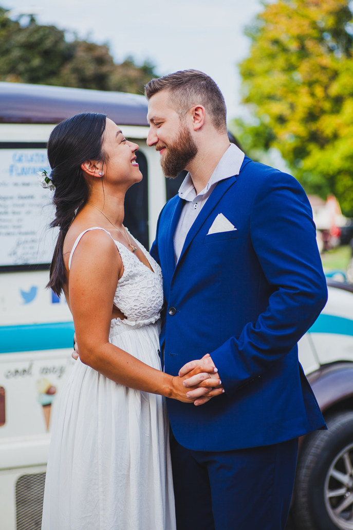 Barrie couple getting ice cream at wedding